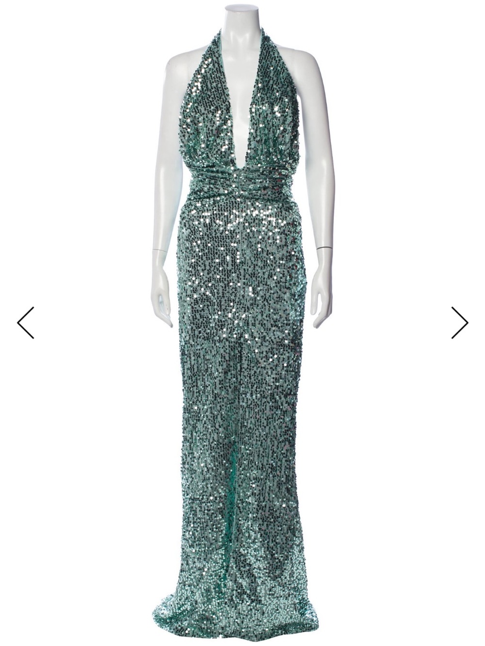 Open-Back Sequin Halter Maxi Dress Rosario